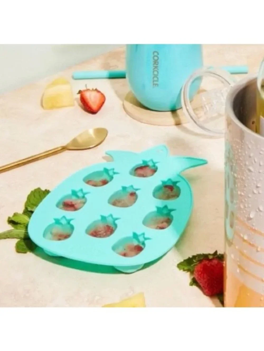 Blush Pineapple Silicone Ice Cube Mold Candy Jello Tray Green